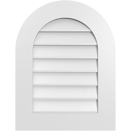 Round Top Surface Mount PVC Gable Vent: Non-Functional, W/ 3-1/2W X 1P Standard Frame, 20W X 26H